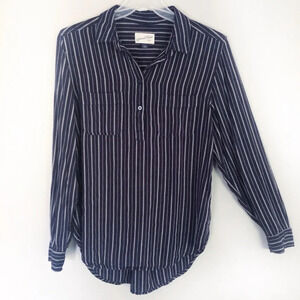 Beachy Nautical Pullover Navy Blue Striped Top S Coastal Soft Universal Thread